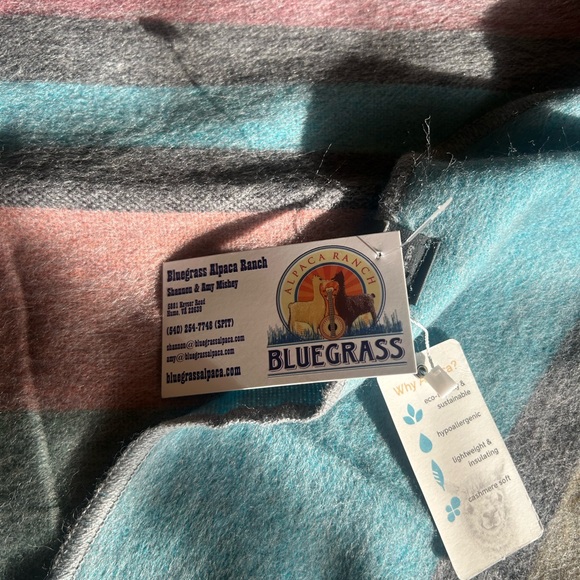 NWT Shupaca Blue Bird Striped Multicolor Throw Blanket Alpaca blend - Picture 7 of 7